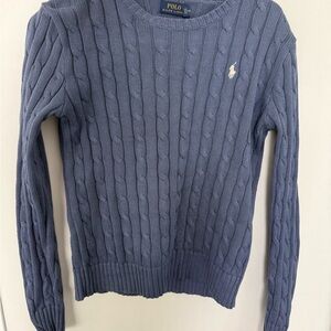 Polo by Ralph Lauren Cable Knit Sweater in Dusty Blue with White Pony